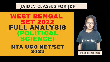 WEST BENGAL SET 2022Full Analysis(Political Science) I NTA UGC NET /JRF 2022 I Meenakshi Singh