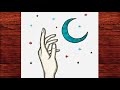 El Çizimi ve Ay Çizimi - Kolay Karakalem ve Renkli Soyut Çizimler - Çizim Mektebi Kolay Çizimler