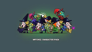 Animated witch game and cartoon character pack animation preview video