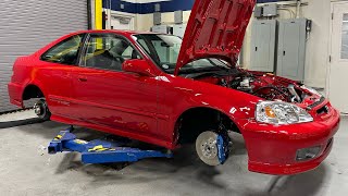 POWERED UP & ENGINE BAY FULL PREP // Honda Civic Si EM1 Restoration Project (EP 19)