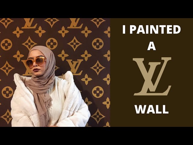 painting the louis vuitton pattern stuff on my wall🥳🥳 day 1 ,, #fyp