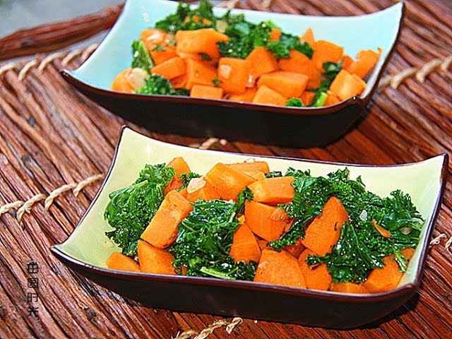 田园时光美食  羽衣甘蓝炒红薯（Fried sweet potatoes with kale） | 田园时光Garden Time homemade cuisine