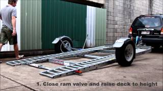 Raceking Car Trailers - Just 4 Degrees loading without ramps. Race car trailer. Brisbane Australia. Raceking Car Trailers - Just 4 Degrees loading without ramps. Race car trailer. Brisbane Australia.