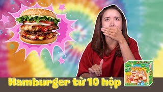 HAMBURGER KHÔNG LỒ | LÀM HAMBURGER TỪ 10 HỘP POPIN COOKIN | LÂU ĐÀI ĐỒ CHƠI