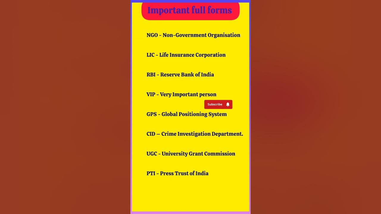 ngo-lic-rbi-vip-gps-cid-ugc-pti-full-form-gk-gkindia-shorts