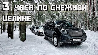 HAVAL H9, Geely TUGELLA, Discovery 4, VOLVO XC70 по заснеженному лесу...