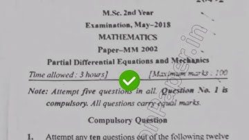 [2018] Mdu DDE MSc Mathematics 2nd Year Partial Differential Equations Question Paper