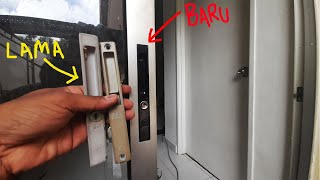 PASANG DAN TUKAR LOCK SLIDING DOOR FUDA || INSTALLING AND CHANGING SLIDING DOOR LOCK