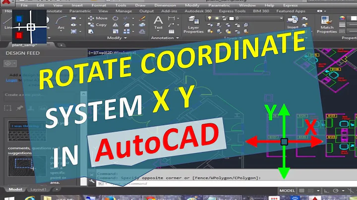 Rotate Coordinate System X Y AutoCAD. Turn Drawing and Change UCS axes