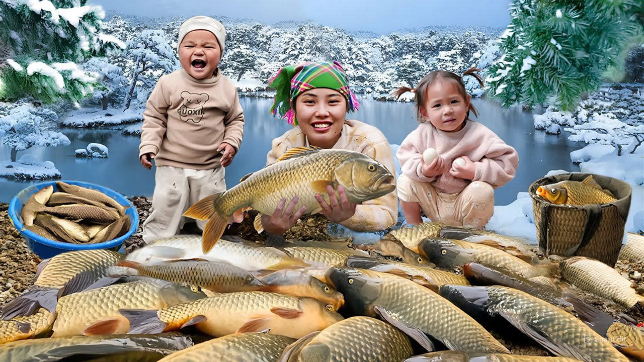 Семья госпожи Дуонг собирает рыбу в сильный мороз, и как приготовить копченую соленую рыбу | Дере...