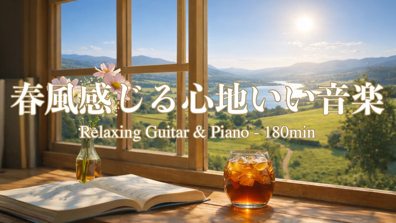 【癒し・作業用BGM】春風感じる心地いい音楽｜Relaxing Guitar & Piano 180min