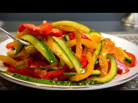 Die kstlichste Paprika-Gurken-Vorspeise! Super Salat, gesund und schnell!