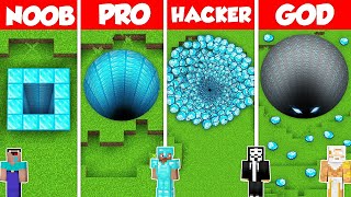 DIAMOND TUNNEL BASE BUILD CHALLENGE - Minecraft Battle: NOOB vs PRO vs HACKER vs GOD / Animation
