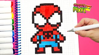Рисунки по клеточкам ЧЕЛОВЕК ПАУК ! Spider man pixel art