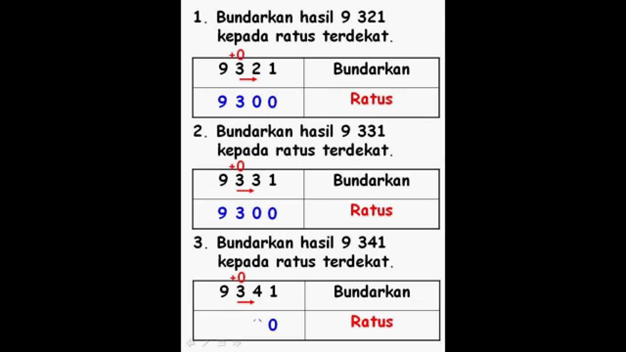 MATEMATIK UPSR : BUNDARKAN KEPADA RATUS TERDEKAT - YouTube