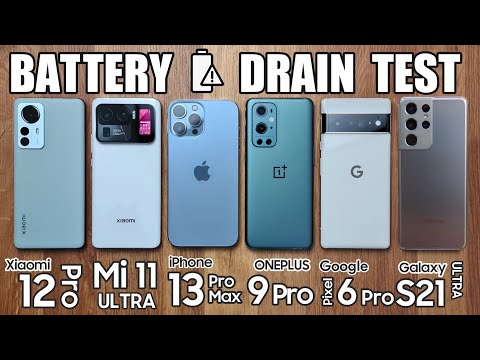 Xiaomi 12 Pro vs OnePlus 9 Pro   iPhone 13   S21 Ultra   Pixel 6   Mi 11 Ultra - BATTERY DRAIN TEST 