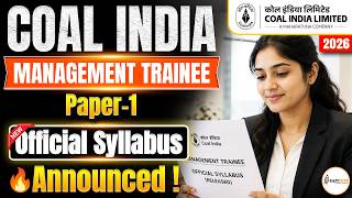 Coal India MT 2026 Official Syllabus Released | Paper 1 Complete Analysis | Management Trainee Exam