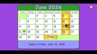 Starfall Daily Calendar  June 26 2026 last Day Of School