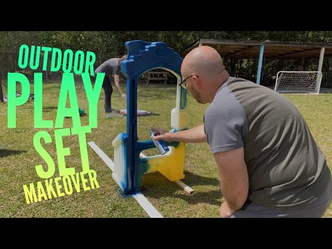 Outdoor Play Set Makeover - Painting a Little Tikes Slide