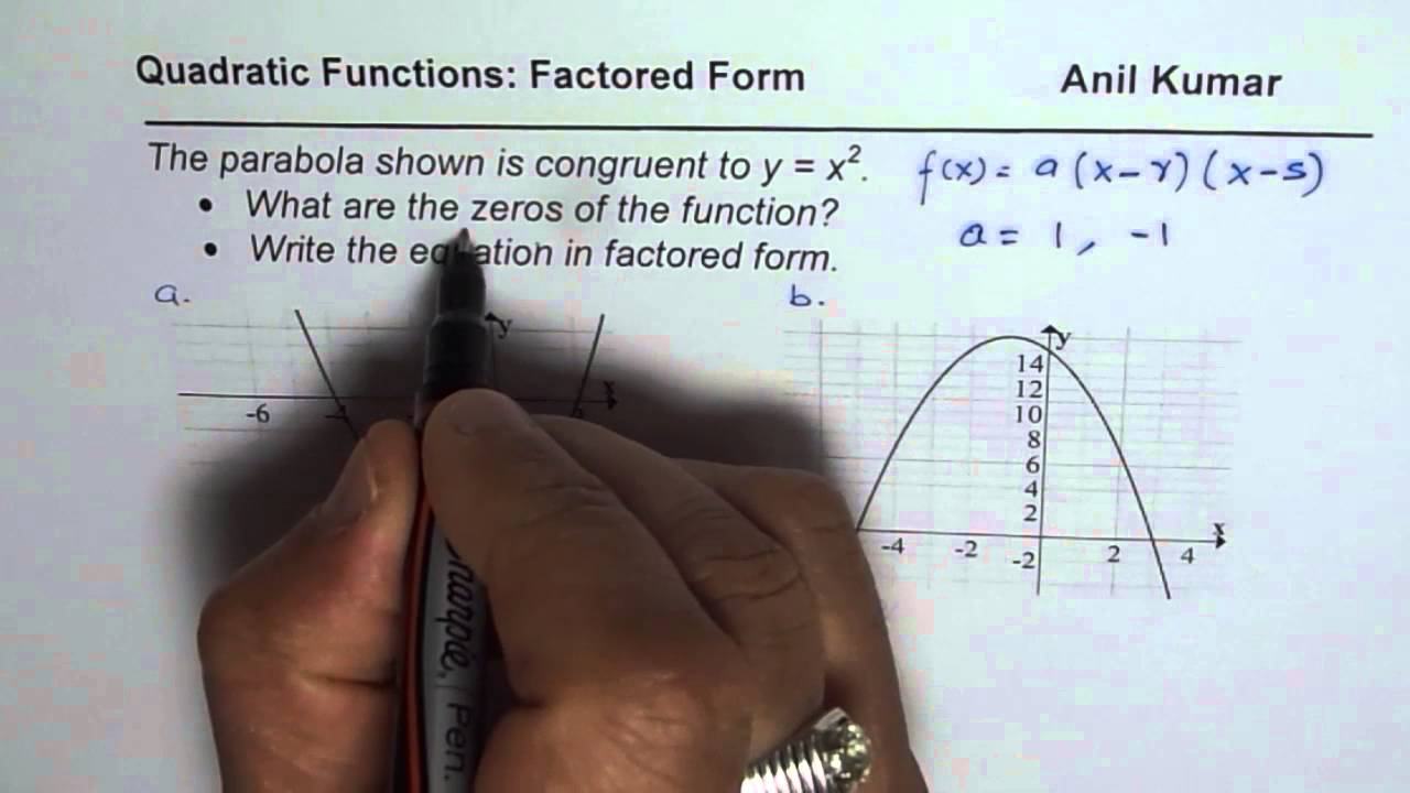 Write Quadratic Function in Factored Form From Graph - YouTube