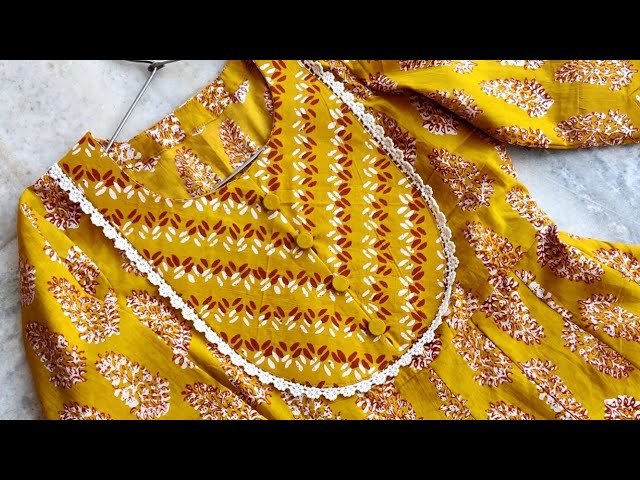 Round Collar Neck Kurti Cutting and Stitching | Flat Round Collar Neck  Cutting and stitching - YouTube