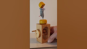 Dancing mouse with cheese Automata #automata #mouse  #woodworking