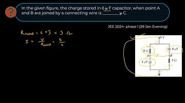 JEE Main 2024 | 29 Jan evening | In the given figure, the charge stored in 6  F capacitor,