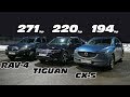 Кто самый БЫСТРЫЙ КРОССОВЕР?!? Mazda CX-5 2.5 vs Tiguan 2.0T vs Toyota RAV-4 3.5