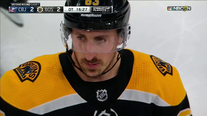 Brad Marchand Stomps on Cam Atkinson's Stick Befor...