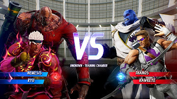 Nemesis & Ryu Vs Thanos & Hawkeye [Very Hard AI] | Marvel vs Capcom: Infinite