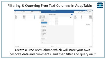 Filtering and Querying Free Text Columns in AdapTable