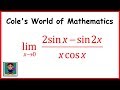 Limit (2sin x - sin 2x)/(x cos x) ❖ Calculus 1 ❖ Trig Limits