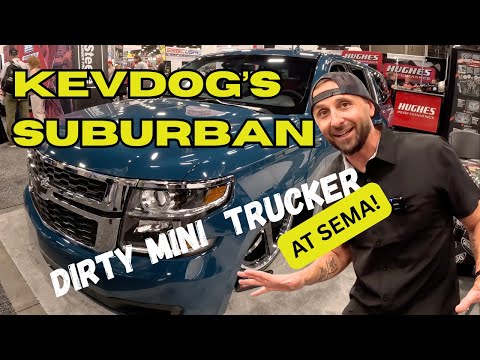 KEVIN SCHIELE KEVDOG SLAMMED CHEVY SUBURBAN AT SEMA INTERVIEW WITH THE DIRTY MINI TRUCKER 