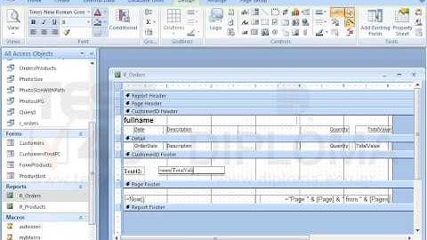 In the CustomerID footer of the R_Orders report insert a new text box that will calculate the...