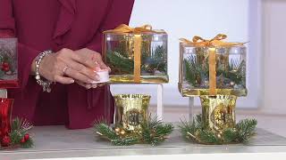 Kringle Express Set of 2 Lit Mercury Glass Votives with Gift Box on QVC