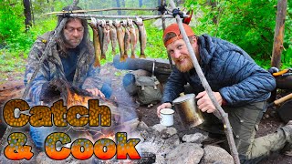 Catch And Cook Brook Trout Day 2 of 30 Day Survival Challenge Canadian Rockies