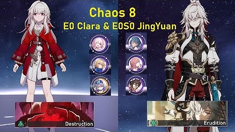 E0 CIara & E0S0 JingYuan | 1.3 Memory of Chaos 8 3 Stars | + BuiId Team | Honkai Star Rail