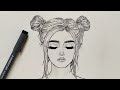 How to draw a girl with closed eyes Easy | Step by Step