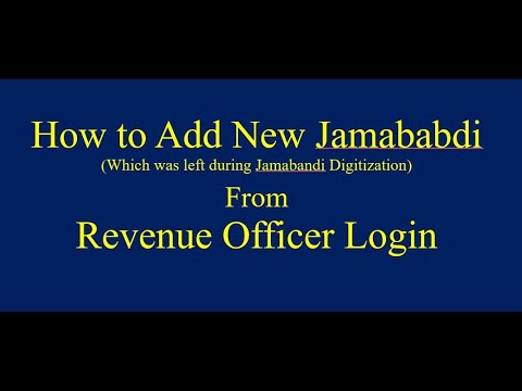 ADD New Jamabandi From RO Login