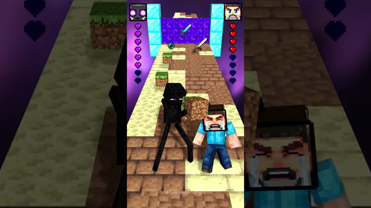 Minecraft New Kiss Run Jack Black Steve vs Enderman Epic Fight! 