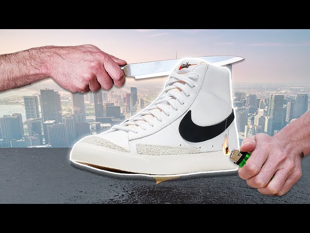 Exposing fake leather in Nike Blazer with 🔥 - YouTube