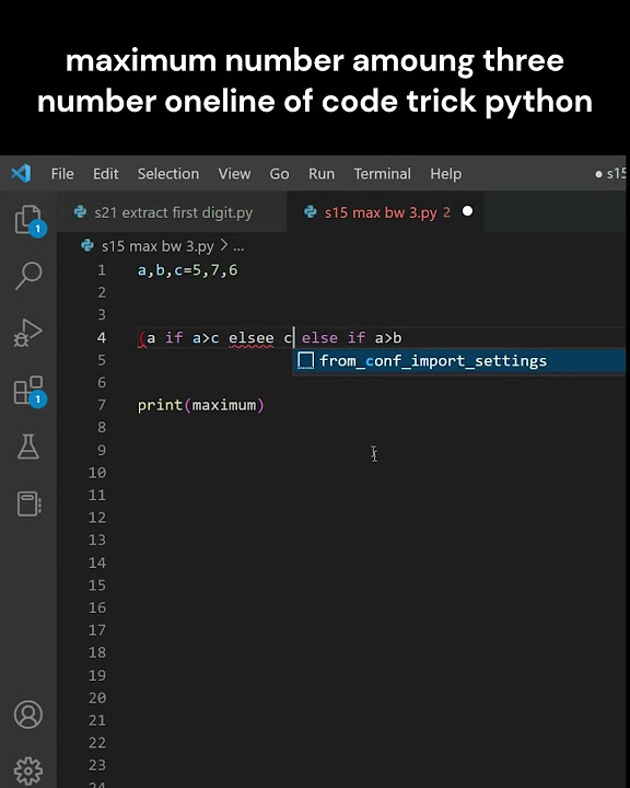 Max number among three number one line of code trick python:Short 15 ...