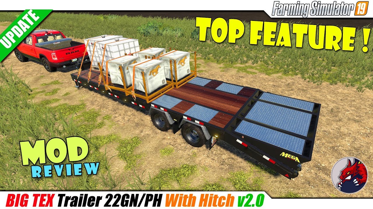 Fs19 Big Tex Trailer 22gnph With Hitch V20 Review Youtube