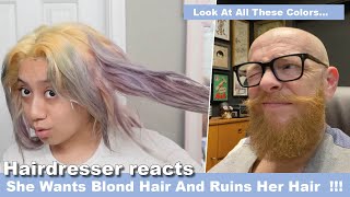 She Wants Blond And Ruins Her Hair - Hairdresser reacts to a hair fail #hair #beauty