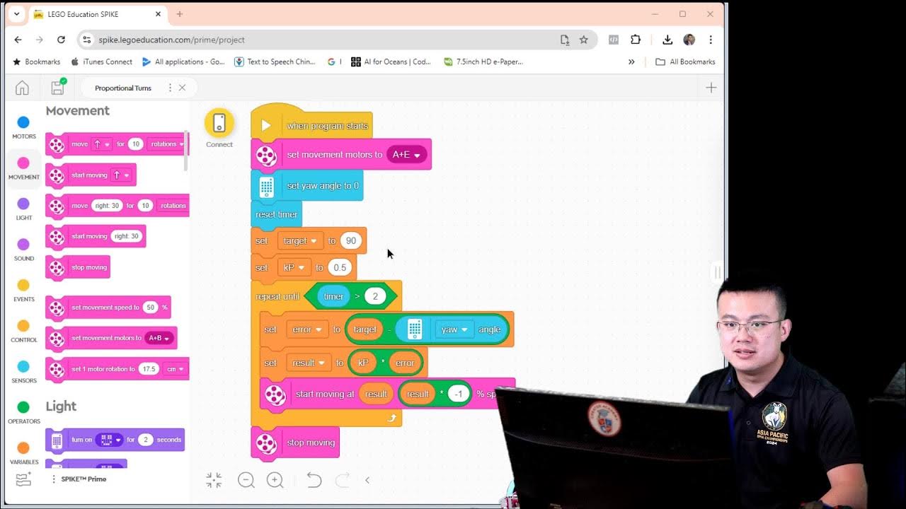 Proportional Turns: The P in PID for SPIKE Prime (Word Blocks) - YouTube