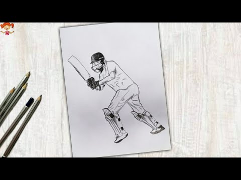 IPL : Sketch of a batsman || How to draw / sketch a cricket player || On  drive style || Riya's Art - YouTube