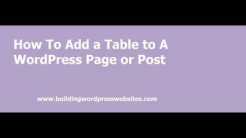 Adding Tables to WordPress Pages and Posts