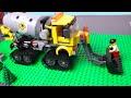 LEGO Cars experemental Concrete mixer truck, police car and monster truck Video for Kids