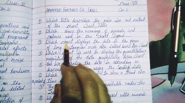 Class Vll Computer Assignment Ch. 2 Advanced features of Excel