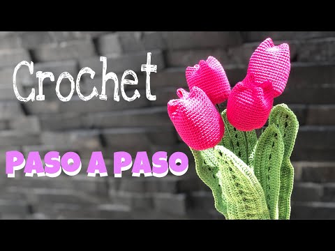 😍 How to Crochet a TULIP and LEAF Step by Step, DIY Crochet Tulip Flower Very Easy and Very Fast😍